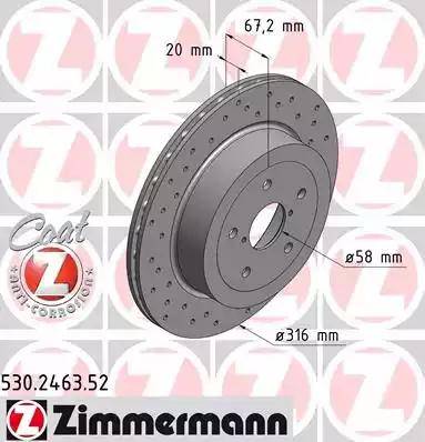 Zimmermann 530.2463.52 - Тормозной диск autospares.lv