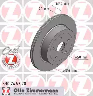 Zimmermann 530.2463.20 - Тормозной диск autospares.lv