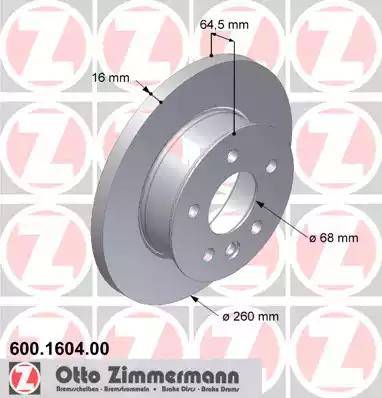 Zimmermann 600.1604.00 - Тормозной диск autospares.lv