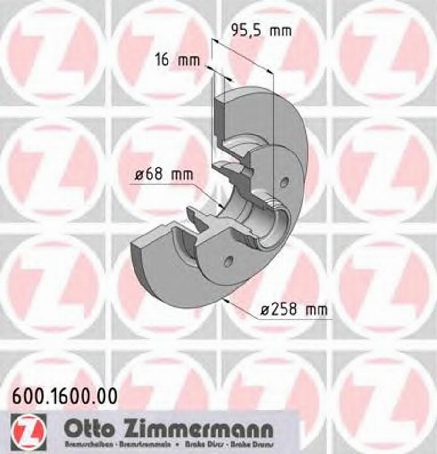 Zimmermann 600 1600 00 - Тормозной диск autospares.lv