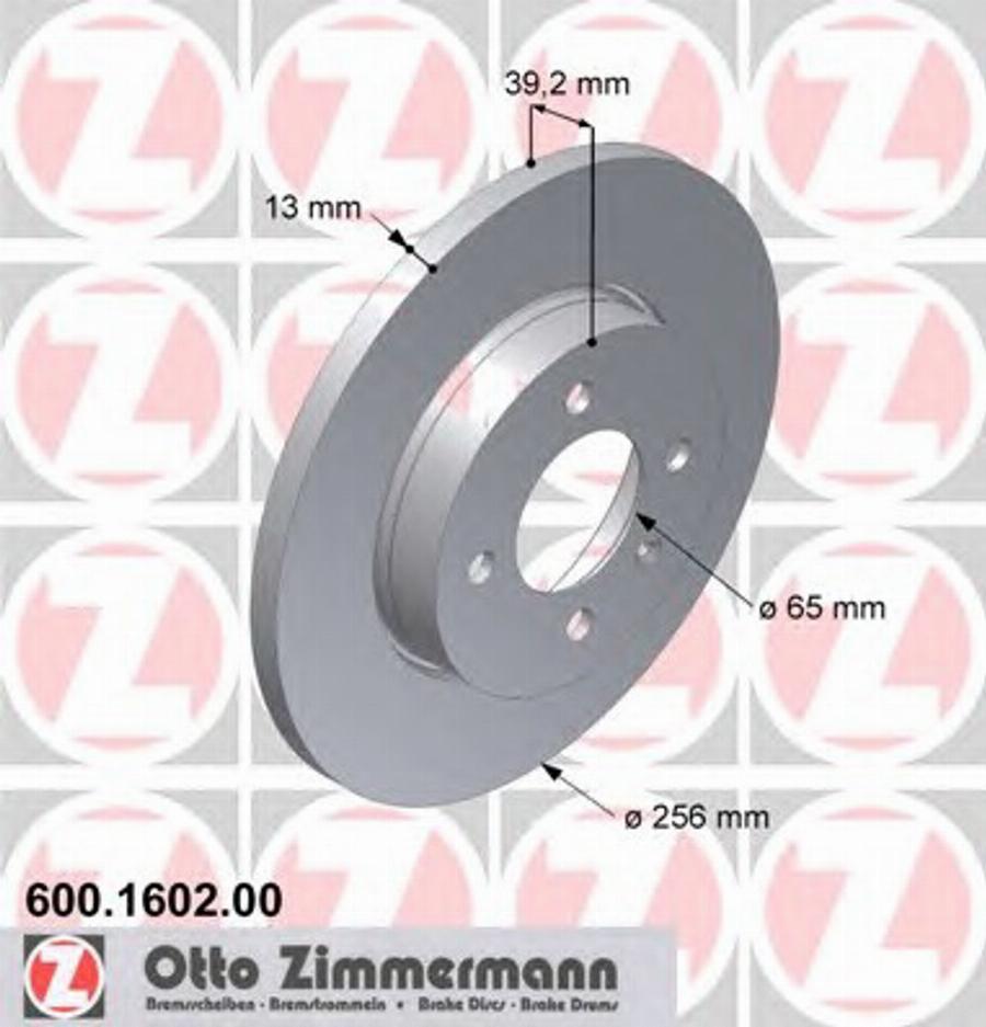 Zimmermann 600 1602 00 - Тормозной диск autospares.lv