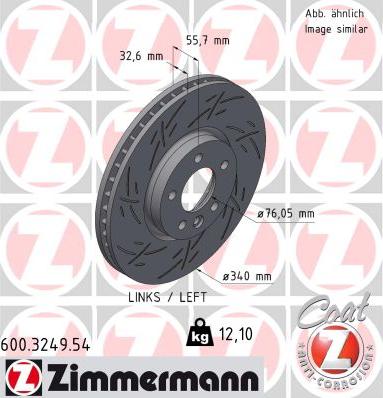 Zimmermann 600.3249.54 - Тормозной диск autospares.lv