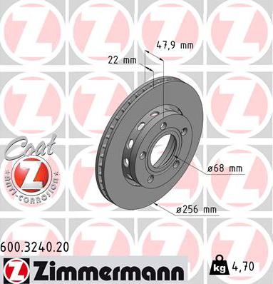 Zimmermann 600.3240.20 - Тормозной диск autospares.lv