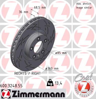 Zimmermann 600.3248.55 - Тормозной диск autospares.lv