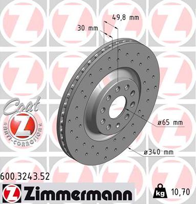 Zimmermann 600.3243.52 - Тормозной диск autospares.lv