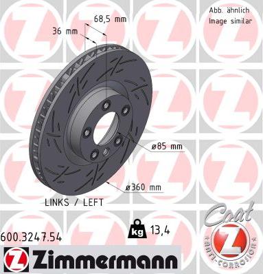 Zimmermann 600.3247.54 - Тормозной диск autospares.lv