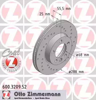 Zimmermann 600.3209.52 - Тормозной диск autospares.lv