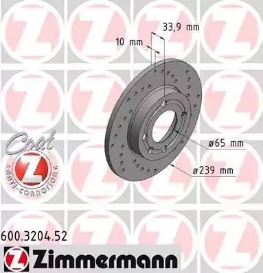 Zimmermann 600.3204.52 - Тормозной диск autospares.lv