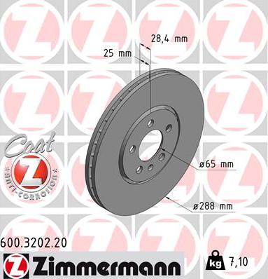 Zimmermann 600.3202.20 - Тормозной диск autospares.lv