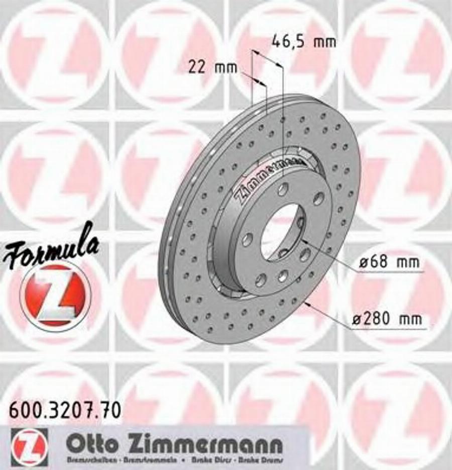 Zimmermann 600.3207.70 - Тормозной диск autospares.lv