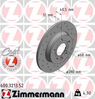 Zimmermann 600.3213.52 - Тормозной диск autospares.lv