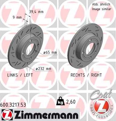 Zimmermann 600.3217.53 - Тормозной диск autospares.lv