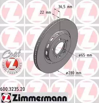 Zimmermann 600.3235.20 - Тормозной диск autospares.lv