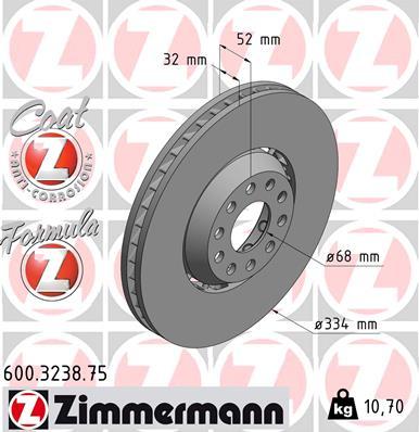 Zimmermann 600.3238.75 - Тормозной диск autospares.lv