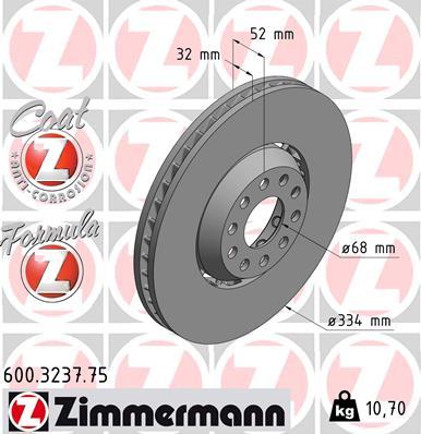 Zimmermann 600.3237.75 - Тормозной диск autospares.lv