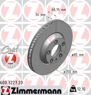 Zimmermann 600.3227.20 - Тормозной диск autospares.lv