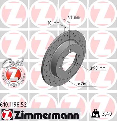 Zimmermann 610.1198.52 - Тормозной диск autospares.lv