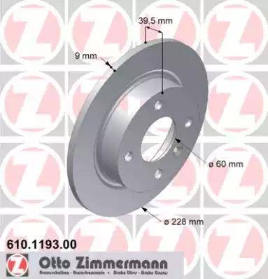 Zimmermann 610.1193.00 - Тормозной диск autospares.lv