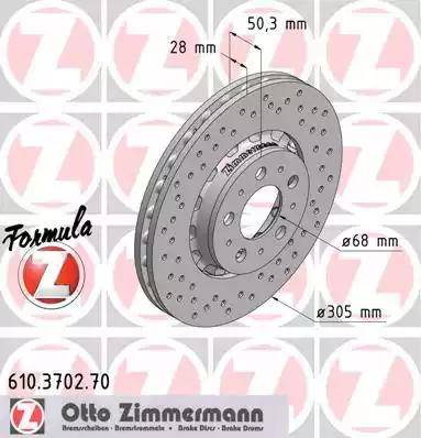 Zimmermann 610.3702.70 - Тормозной диск autospares.lv