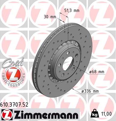 Zimmermann 610.3707.52 - Тормозной диск autospares.lv