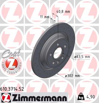 Zimmermann 610.3714.52 - Тормозной диск autospares.lv