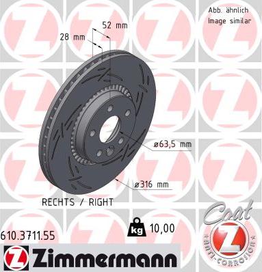 Zimmermann 610.3711.55 - Тормозной диск autospares.lv
