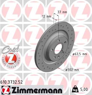 Zimmermann 610.3732.52 - Тормозной диск autospares.lv