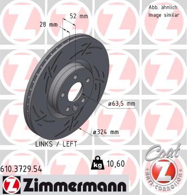 Zimmermann 610.3729.54 - Тормозной диск autospares.lv