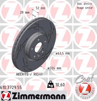 Zimmermann 610.3729.55 - Тормозной диск autospares.lv