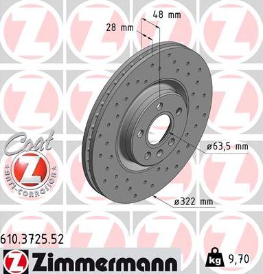 Zimmermann 610.3725.52 - Тормозной диск autospares.lv