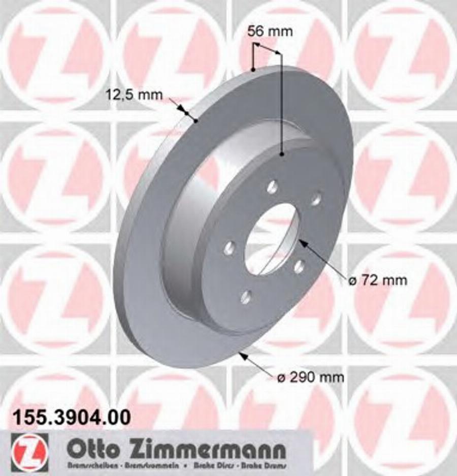 Zimmermann 155.3904.00 - Тормозной диск autospares.lv
