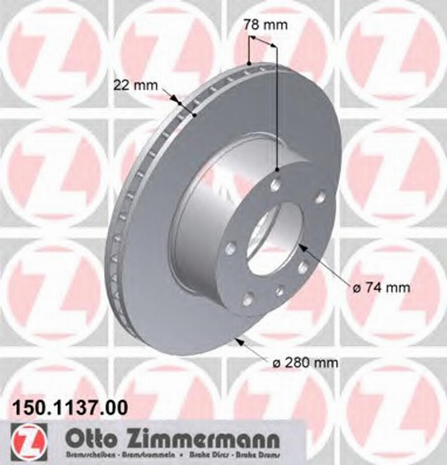 Zimmermann 150 1137 00 - Тормозной диск autospares.lv