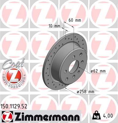 Zimmermann 150.1129.52 - Тормозной диск autospares.lv