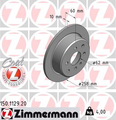 Zimmermann 150.1129.20 - Тормозной диск autospares.lv