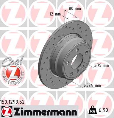 Zimmermann 150.1299.52 - Тормозной диск autospares.lv