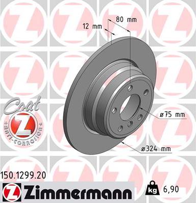 Zimmermann 150.1299.20 - Тормозной диск autospares.lv