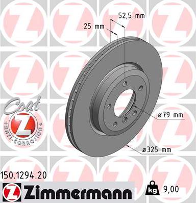 Zimmermann 150.1294.20 - Тормозной диск autospares.lv