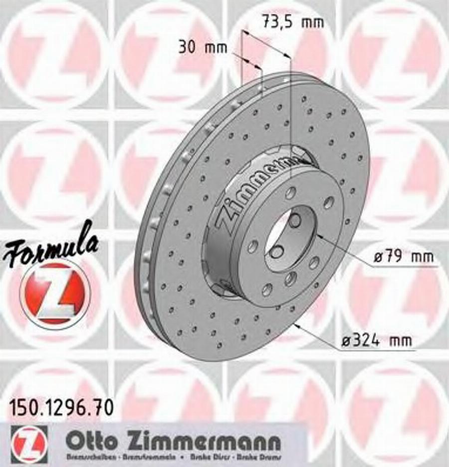 Zimmermann 150.1296.70 - Тормозной диск autospares.lv
