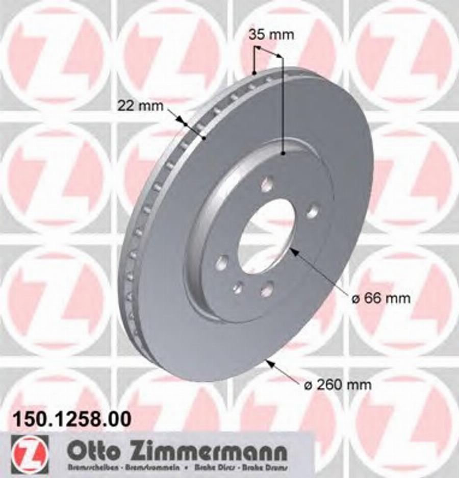 Zimmermann 150 1258 00 - Тормозной диск autospares.lv