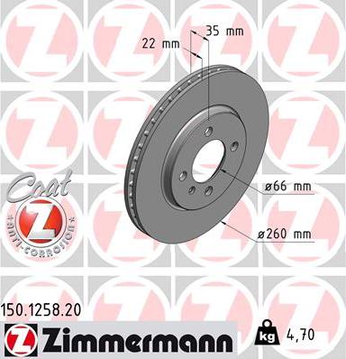 Zimmermann 150.1258.20 - Тормозной диск autospares.lv