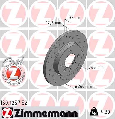 Zimmermann 150.1257.52 - Тормозной диск autospares.lv