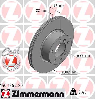 Zimmermann 150.1264.20 - Тормозной диск autospares.lv