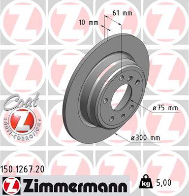 Zimmermann 150.1267.20 - Тормозной диск autospares.lv