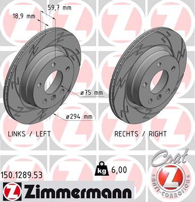 Zimmermann 150.1289.53 - Тормозной диск autospares.lv