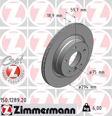 Zimmermann 150.1289.20 - Тормозной диск autospares.lv