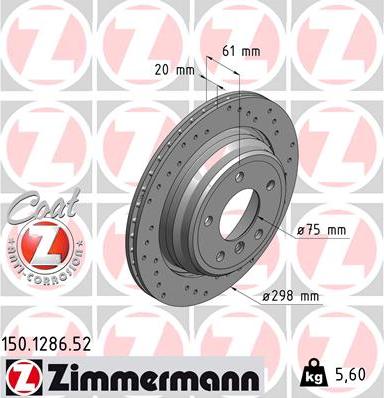 Zimmermann 150.1286.52 - Тормозной диск autospares.lv