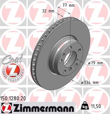 Zimmermann 150.1280.20 - Тормозной диск autospares.lv