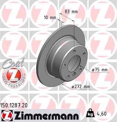 Zimmermann 150.1287.20 - Тормозной диск autospares.lv