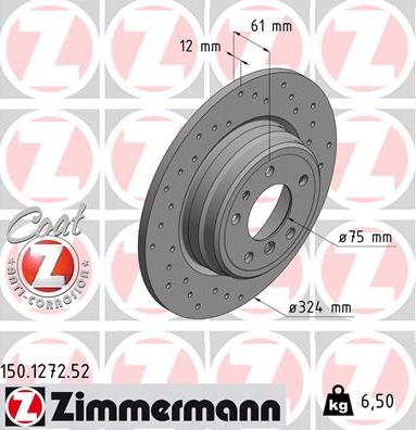 Zimmermann 150.1272.52 - Тормозной диск autospares.lv