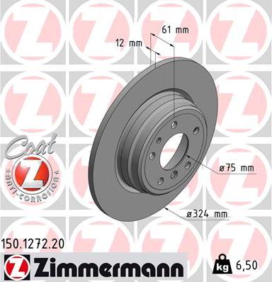 Zimmermann 150.1272.20 - Тормозной диск autospares.lv